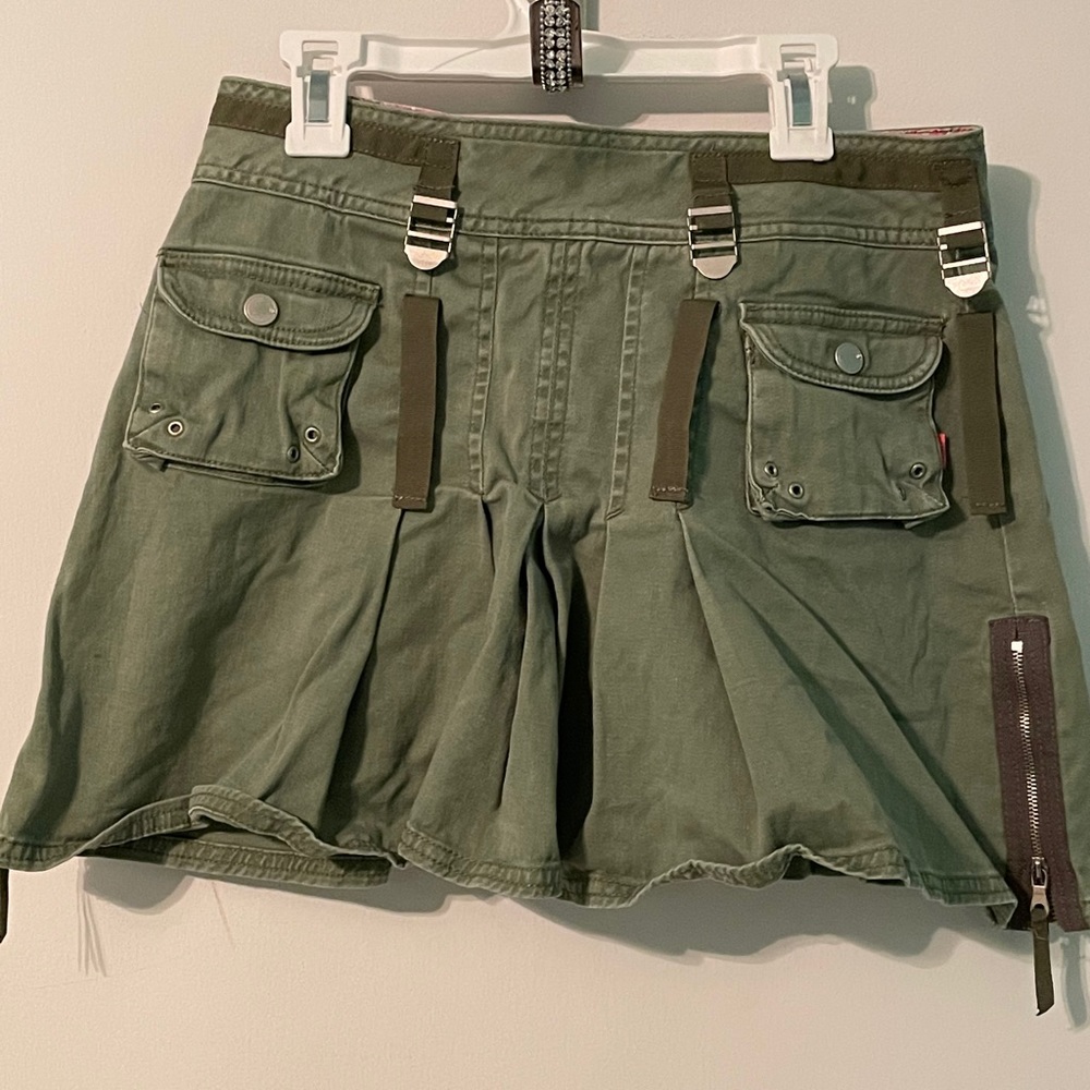 Army green mini skirt